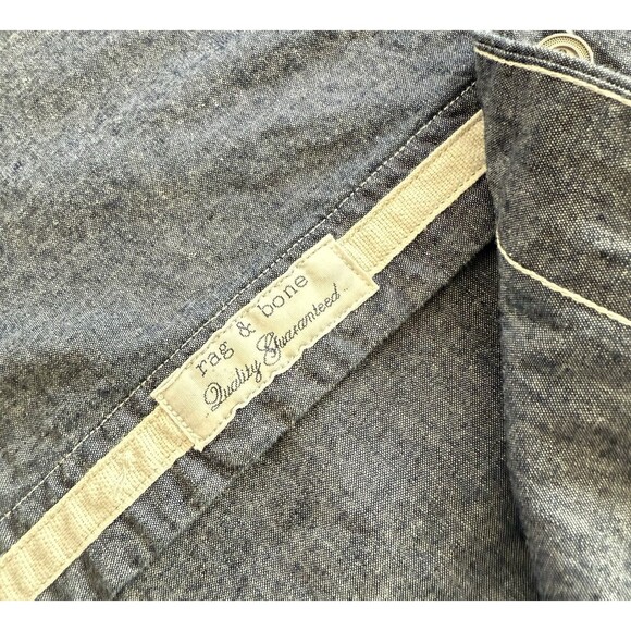 Rag & Bone Standard Issue Blue Chambray Short Sleeve Button Shirt Mens SZ Small - Picture 4 of 8